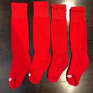 Red Knee-High Baseball Socks XS Set Of Two